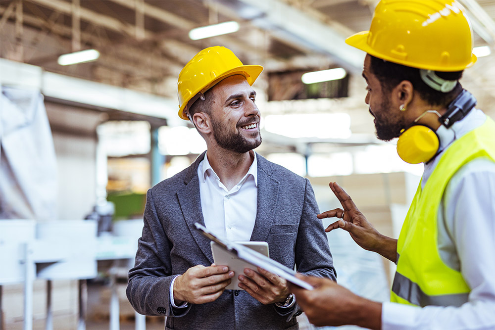 two contractors discussing project